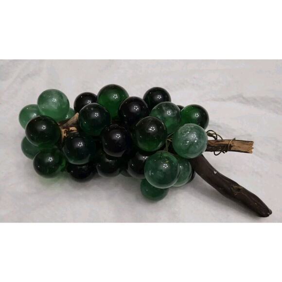 MCM Vintage Green Cluster Lucite Grapes 16" centerpiece Retro Large on Driftwood - Picture 1 of 7